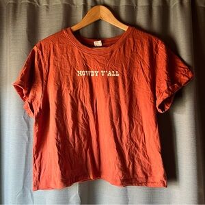Rust Orange Howdy Yall Cropped Graphic Tee